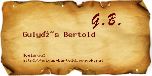 Gulyás Bertold névjegykártya